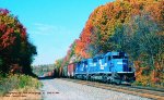 CR SD40-2 6384 - 6368, on the rear on a westbound freight on Conrails Pittsburgh Mainline at Penn/Manor, Pennsylvania. October 18, 1994